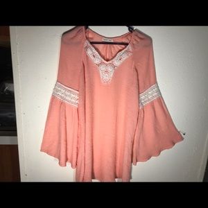 Indigo Soul BoHo Crochet Trim Peasant Top. M